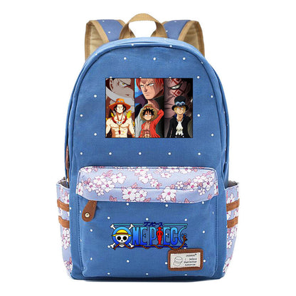 Anime Pirate Wang Lufei Printed Book Bag Fragmented Flower Leisure Backpack