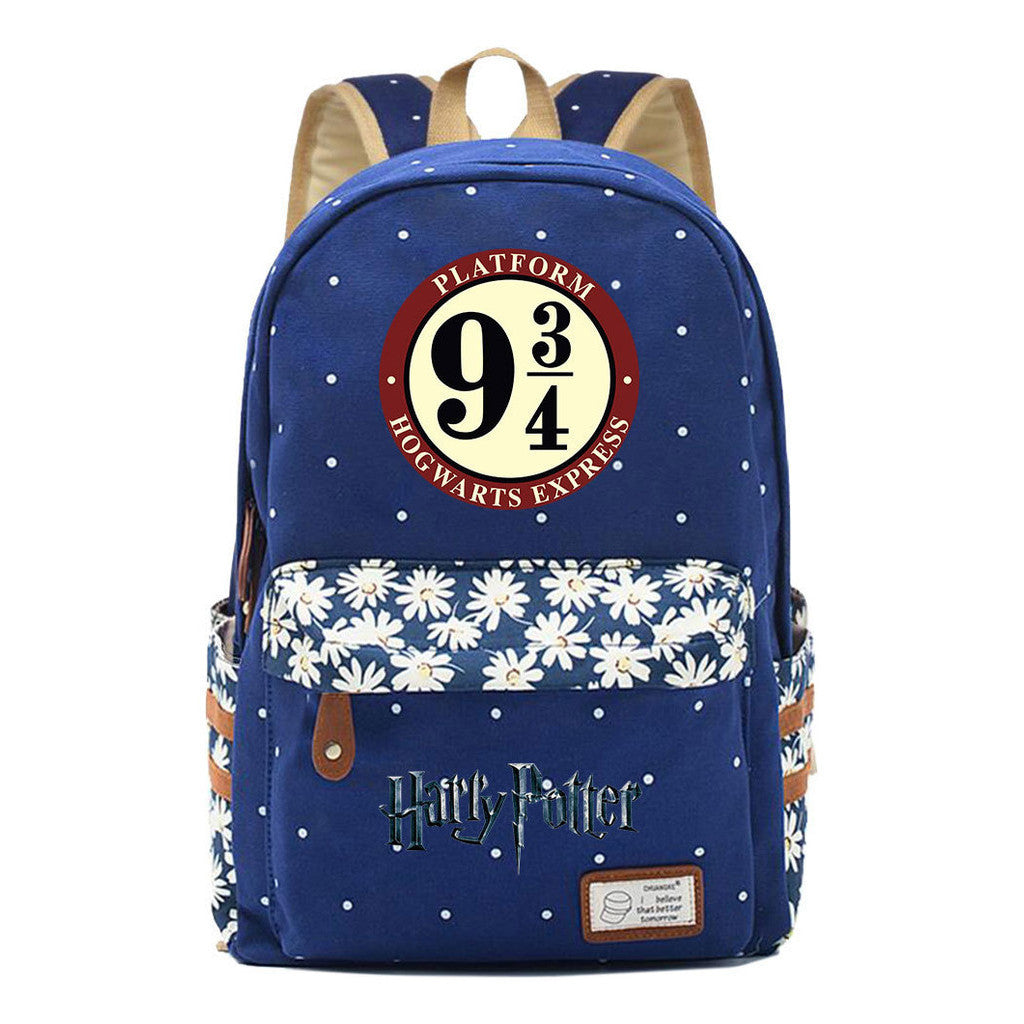 School Of Witchcraft And Wizardry Student Backpack With Floral Canvas Backpack