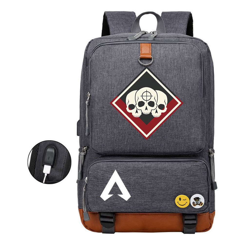 Apex Hero Print Usb Student Backpack Casual Backpack