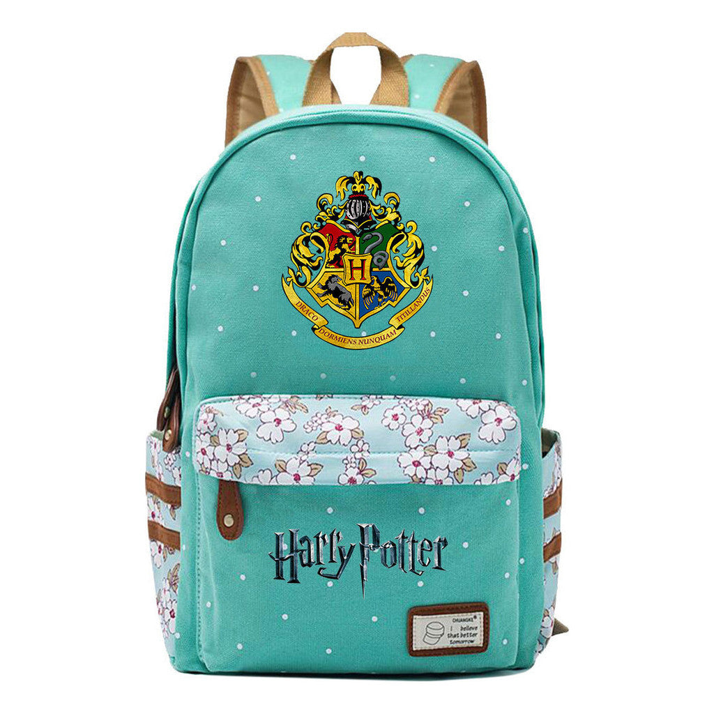 School Of Witchcraft And Wizardry Student Backpack With Floral Canvas Backpack