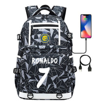 Football Star Cristiano Ronaldo Printed Usb Youth Student Backpack For Men And Women, Backpack For Leisure Travel