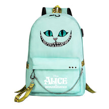 Cheshire Cat Alice's Adventure In Wonderland Youth School Bag Men's And Women's Leisure Weaving Strap Backpack