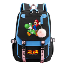 Super Mario Printed Usb Youth Student Backpack For Men And Women With Casual Woven Strap Flap Backpack