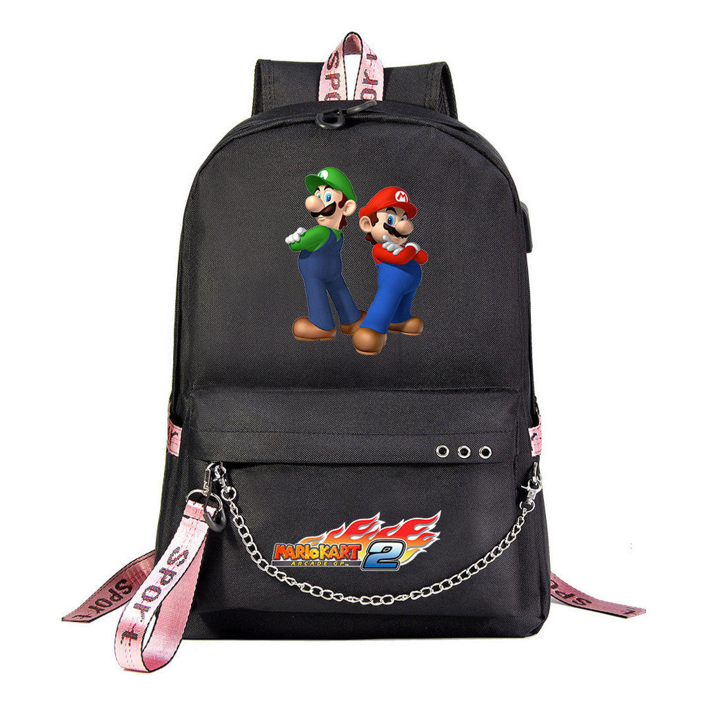 Super Mario Printed Teenage Student Backpack For Men And Women With Casual Woven Straps Backpack