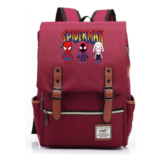 Superhero Print Youth Student Backpack For Men And Women, Casual Belt Buckle, Classic Backpack