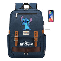 Anime Star Baby Stitch Printed Youth Student School Bag Casual Magnetic Buckle Backpack
