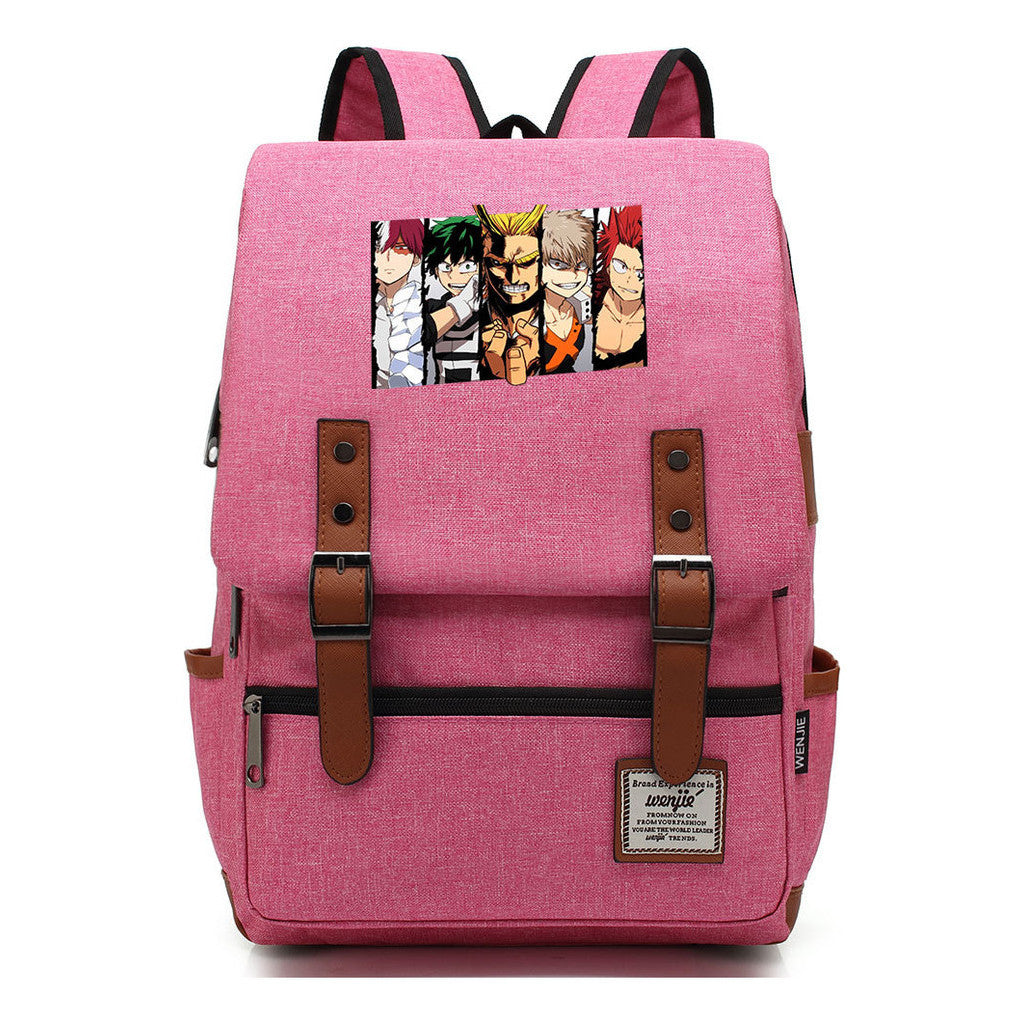 Anime My Heroes Academy Printed Youth Student Backpack Men's And Women's Leisure Belt Buckle Classic Backpack