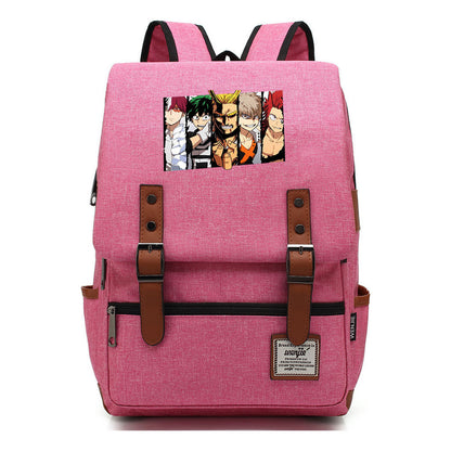 Anime My Heroes Academy Printed Youth Student Backpack Men's And Women's Leisure Belt Buckle Classic Backpack