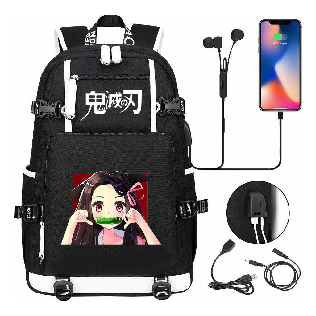 Printed Usb Large Capacity Student Backpack For Leisure Travel Backpack