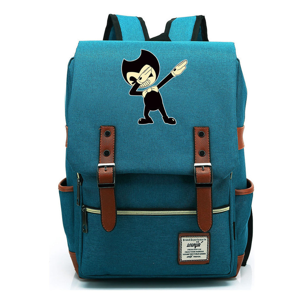 Printed Teenage Student Backpack For Men And Women With Casual Belt Buckle Classic Backpack
