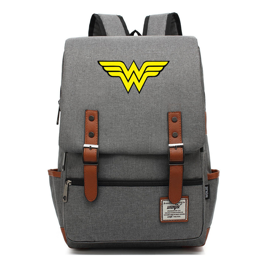 Anime Wonder Woman Printed Youth Student School Bag Men's And Women's Leisure Belt Buckle Backpack