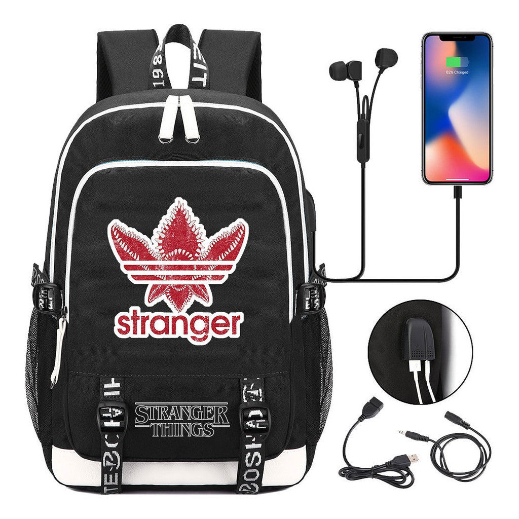 Strange Story Printed Usb Youth Student Backpack For Men And Women's Leisure Travel Backpack