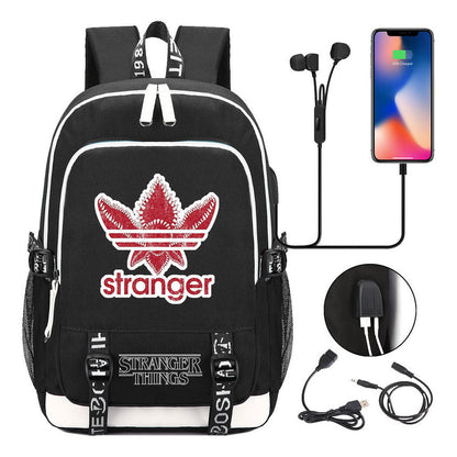 Strange Story Printed Usb Youth Student Backpack For Men And Women's Leisure Travel Backpack