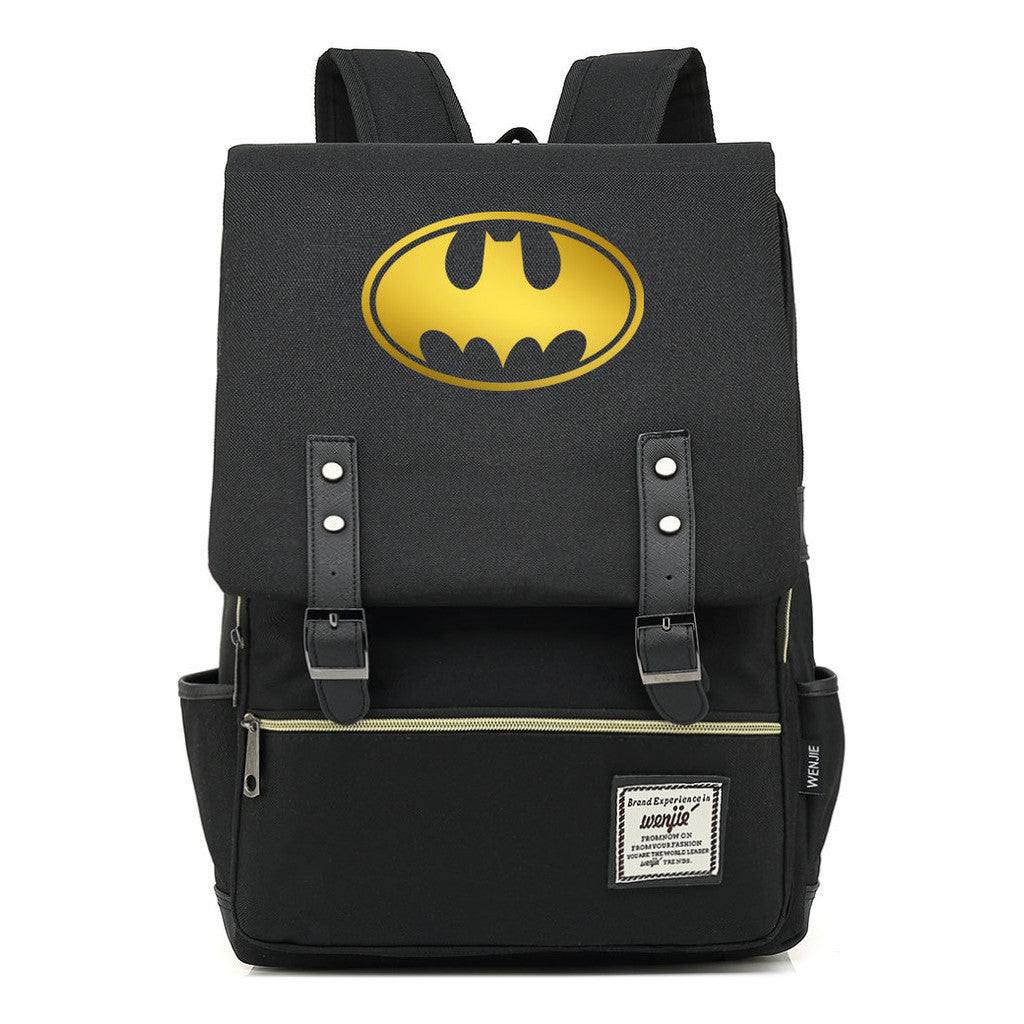 Golden Hero Batman Printed Youth Student School Bag Casual Belt Buckle Classic Backpack