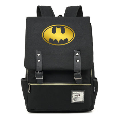 Golden Hero Batman Printed Youth Student School Bag Casual Belt Buckle Classic Backpack
