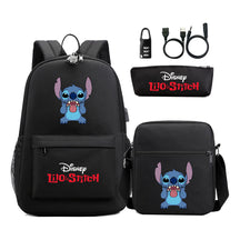 Interstellar Baby Stitch Usb Password Lock Youth Student Backpack 3-piece Set For Men And Women Backpacks
