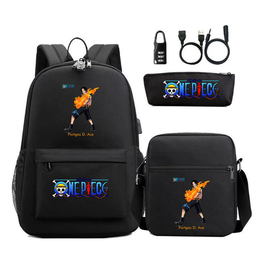 Usb Password Lock Student Backpack Three Piece Set Backpack Set