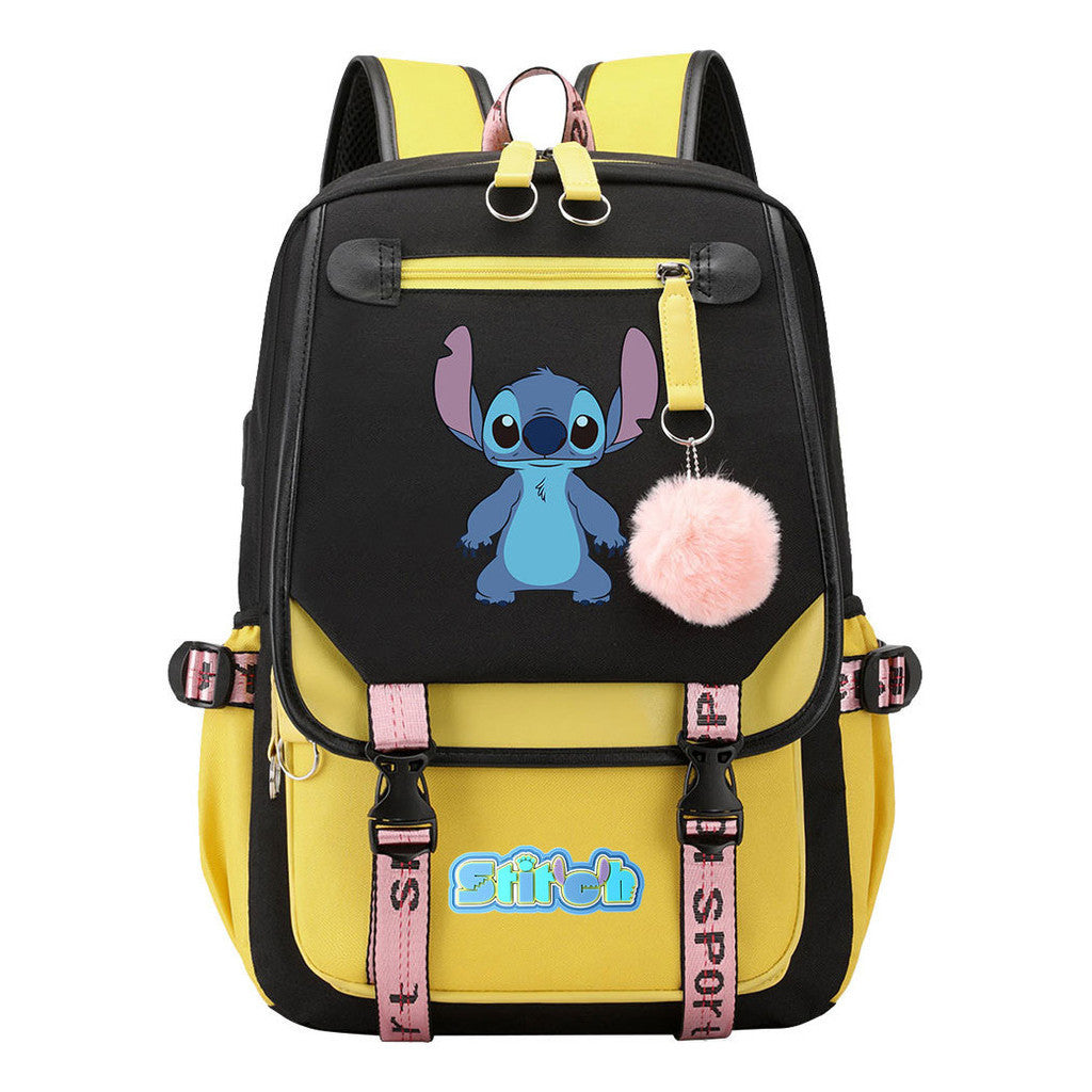 Usb Youth Backpack With Casual Woven Strap Flap Backpack
