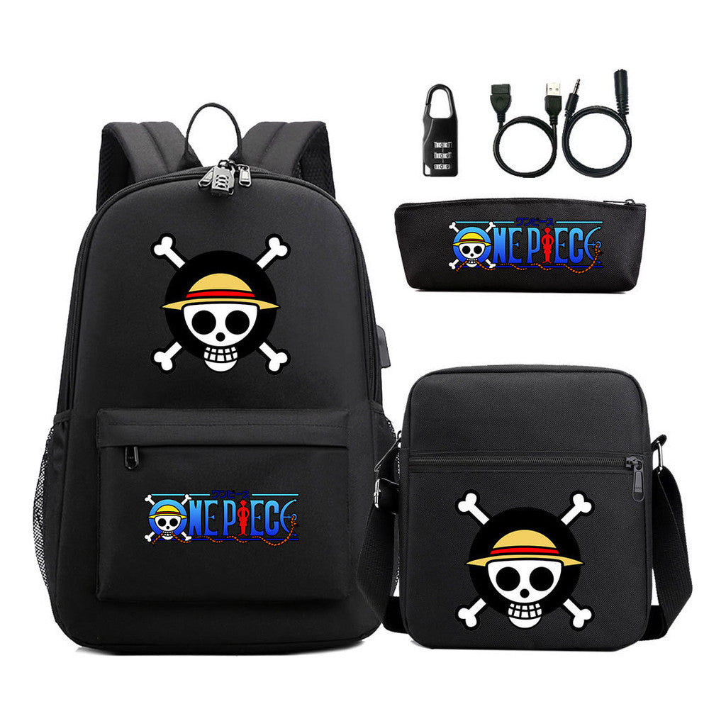 Usb Password Lock Student Backpack Three Piece Set Backpack Set