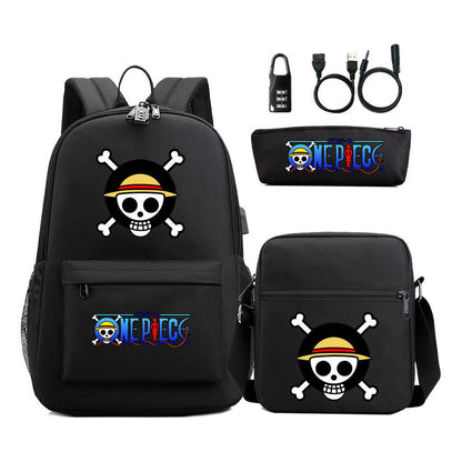 Usb Password Lock Student Backpack Three Piece Set Backpack Set