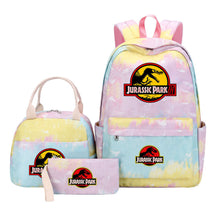Jurassic Park Dinosaur Student Girls School Bag Lunch Bag Three Piece Set Backpack Set