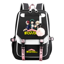 My Heroes Academy Usb Student Backpack For Boys And Girls, Casual Weaving Ribbon Flip Back Backpack