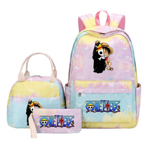 Cartoon Manga Pirate Wang Qing Student Girls School Bag Lunch Bag Three Piece Set Backpack Set