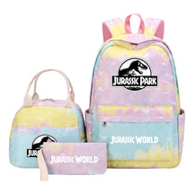 Jurassic Park Dinosaur Youth Student Girls School Bag Lunch Bag Three Piece Set Backpack Set