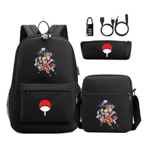 Naruto Usb Password Lock Year Student School Bag Three Piece Set Backpack Set