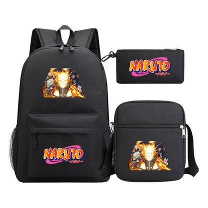 Anime Naruto Starry Sky Student School Bag Three Piece Set For Men And Women Backpack Set