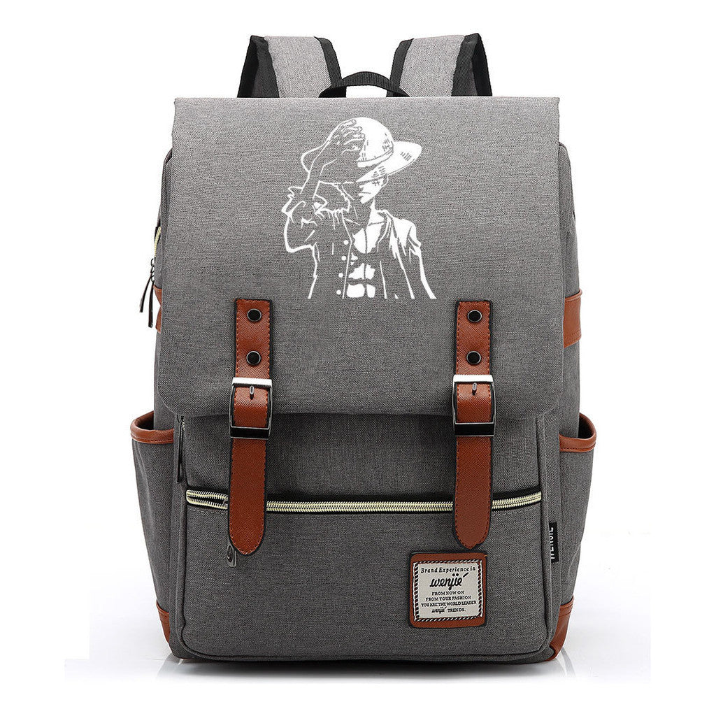 Anime Pirate King Luffy Printed Youth Student School Bag Casual Belt Buckle Classic Backpack