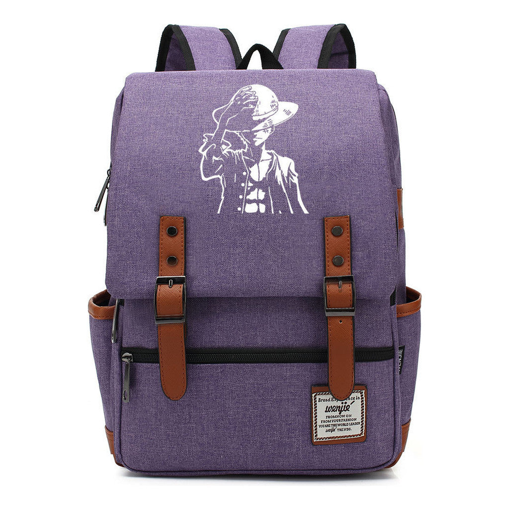 Anime Pirate King Luffy Printed Youth Student School Bag Casual Belt Buckle Classic Backpack