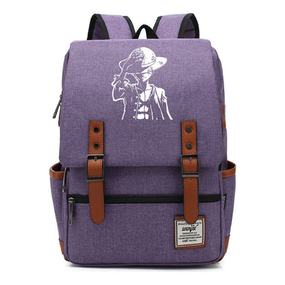 Anime Pirate King Luffy Printed Youth Student School Bag Casual Belt Buckle Classic Backpack