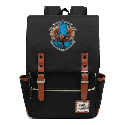 School Of Witchcraft And Wizardry Printed Youth Student Backpack For Men And Women, Casual Belt Buckle, Classic Backpack