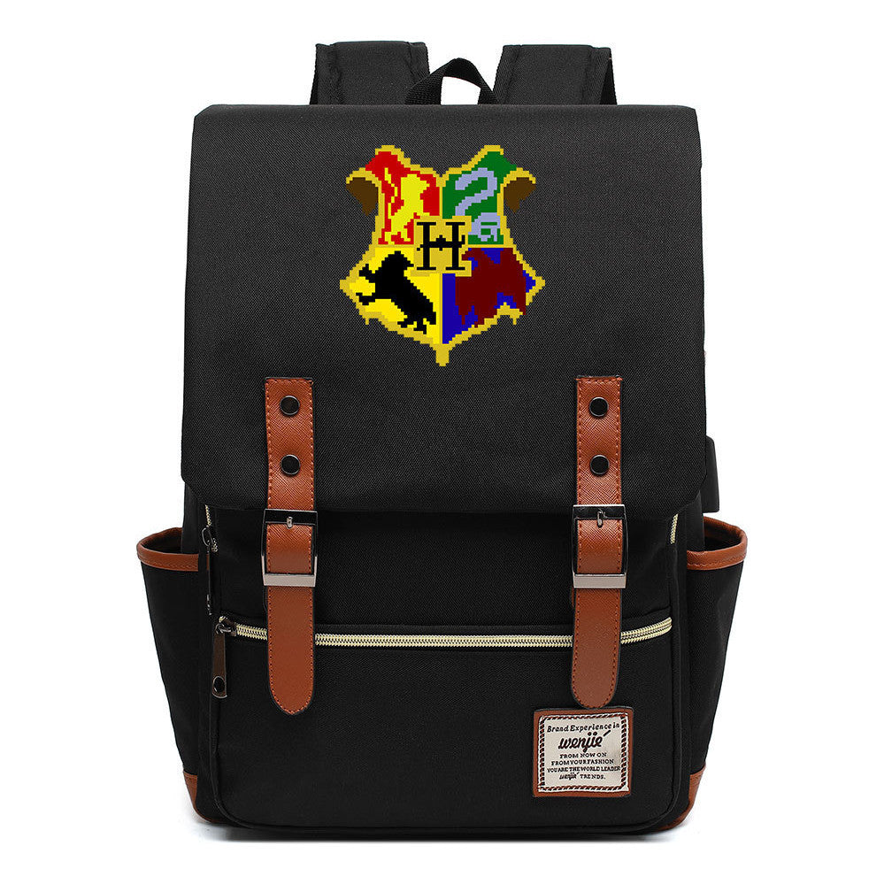 School Of Witchcraft And Wizardry Youth Backpack Usb Leisure Belt Buckle Backpack