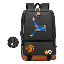Football Star Cristiano Ronaldo Printed Usb Youth Student Backpack For Boys And Girls Leisure Travel Backpack