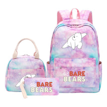 Cartoon Cute Three Bears Youth Student Girls School Bag Lunch Bag Three Piece Set Backpack Set