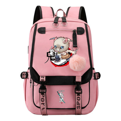 Cartoon Fashion Usb Student Backpack For Boy And Girl, Casual Woven Strap Flip Back Backpack