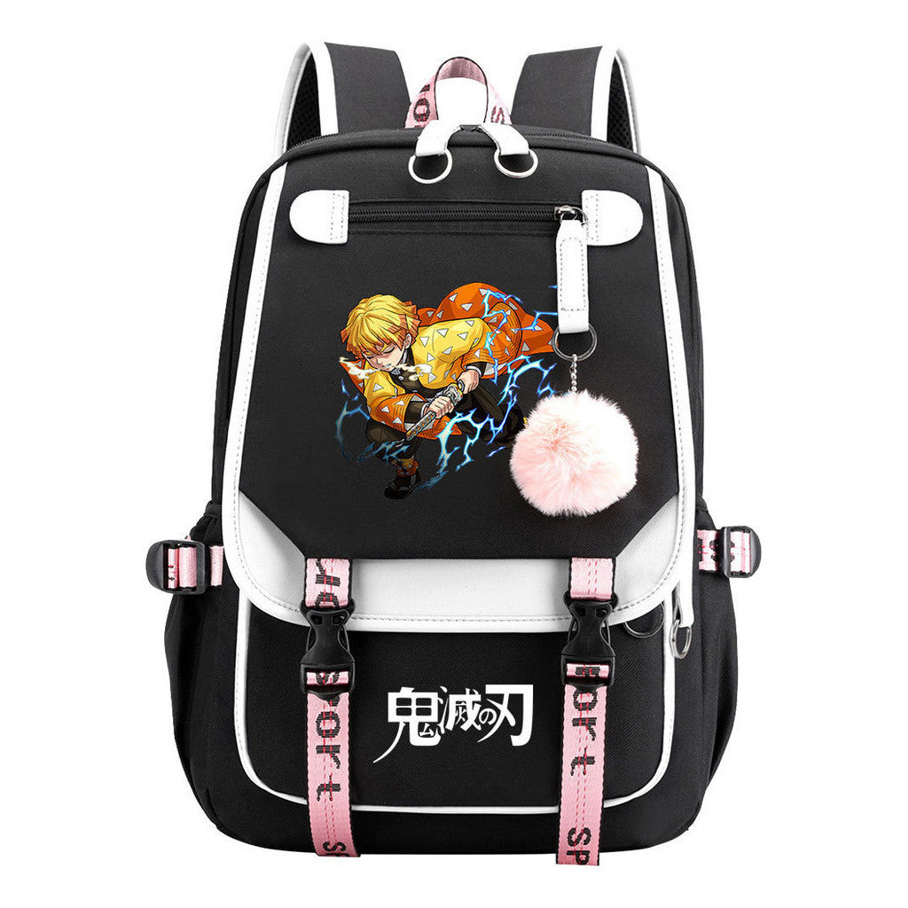 Japanese Cartoon Fashion Usb Student Backpack Casual Woven Flap Backpack