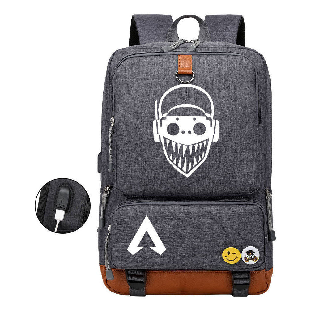 Apex Hero Print Usb Student Backpack For Leisure Travel Backpack