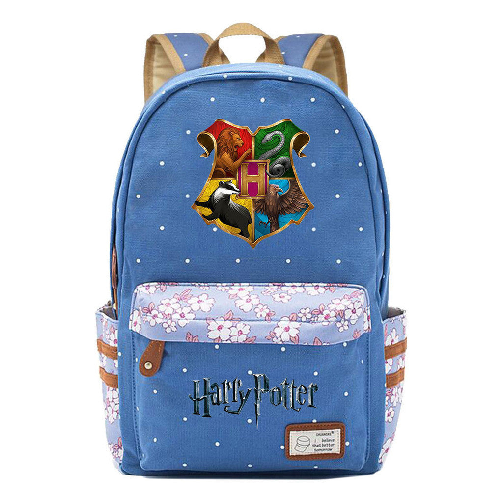 School Of Witchcraft And Wizardry Student Backpack With Floral Canvas Backpack
