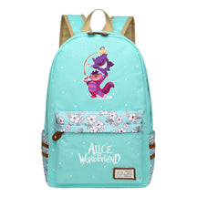 Anime Cartoon Cheshire Cat Print Student Backpack, Floral Casual Backpack
