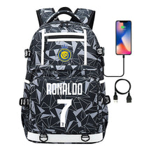 Football Star Cristiano Ronaldo Printed Usb Youth Student Backpack For Men And Women, Backpack For Leisure Travel