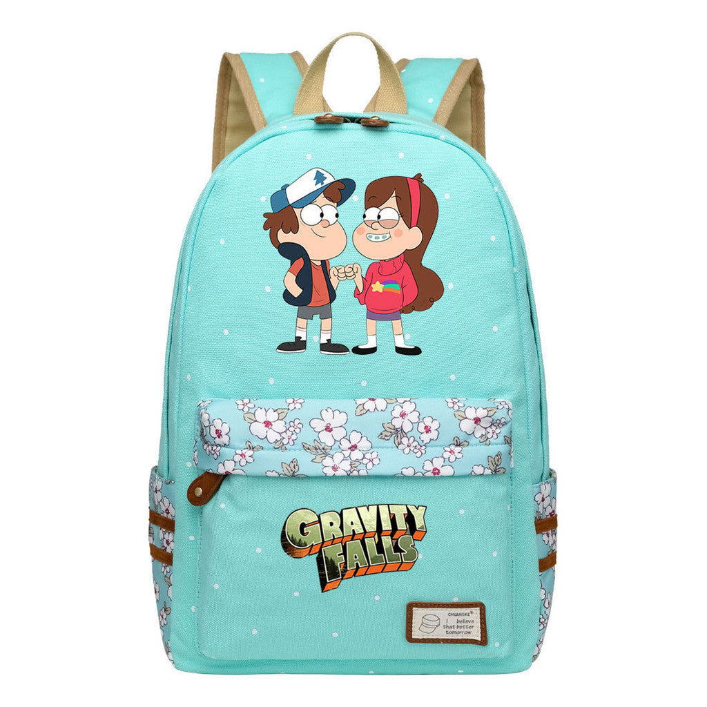 Cartoon, Anime, Bizarre Town, Teenage Student Backpacks, Floral Men's And Women's Backpacks