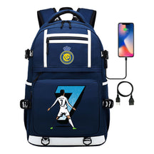 Football Star Cristiano Ronaldo Printed Usb Youth Student Backpack For Men And Women, Backpack For Leisure Travel