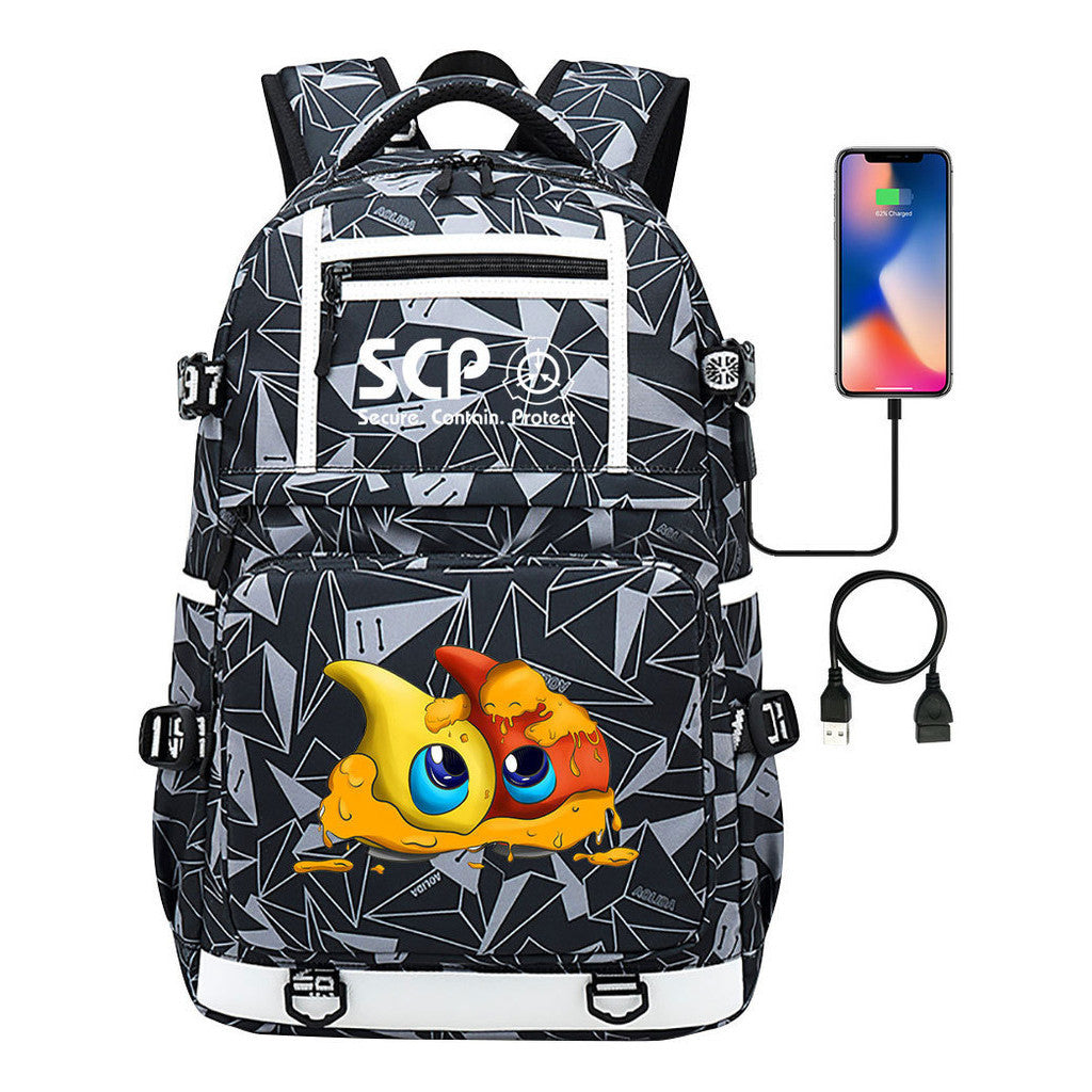 Printed Usb Youth Backpack For Men And Women's Leisure Travel Backpack