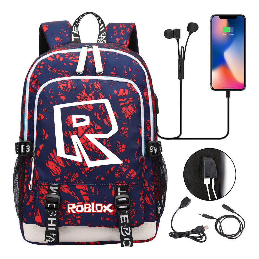Printed Youth Student Backpack Usb Casual Backpack