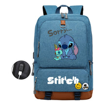 Anime Star Baby Stitch Printed Usb Youth Student Backpack For Men And Women's Leisure Travel Backpack