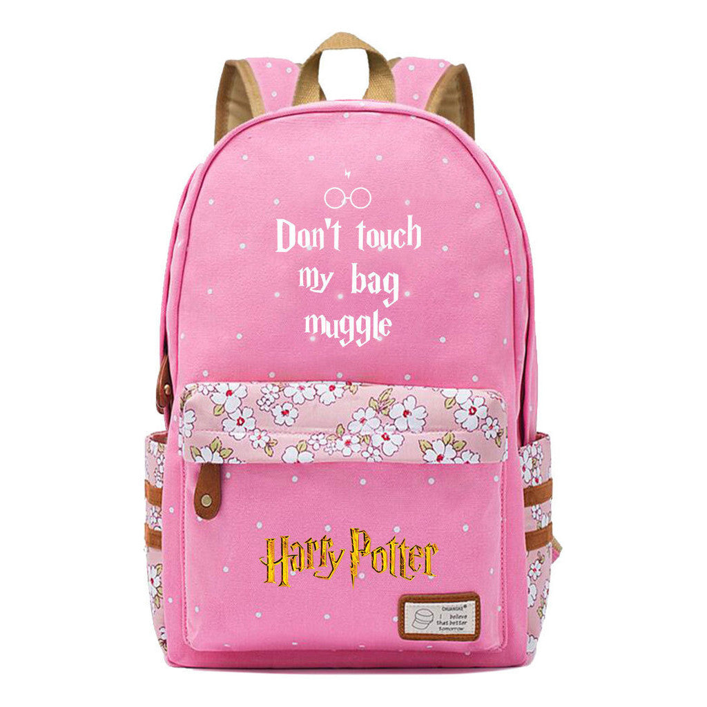 School Of Witchcraft And Wizardry Youth Student Backpack, Floral Canvas, Female Backpack