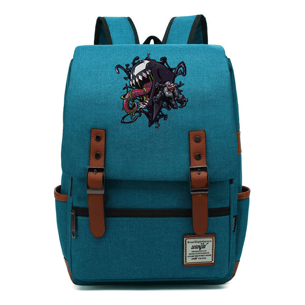 Printed Student Backpack With Casual Belt Buckle, Classic Backpack